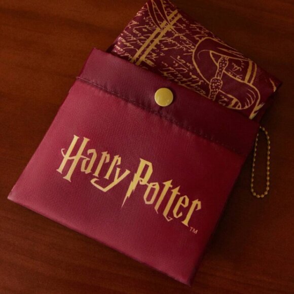 Harry Potter Deathly Hallows Shopping Tote Bag Reusable Red - Picture 3 of 6